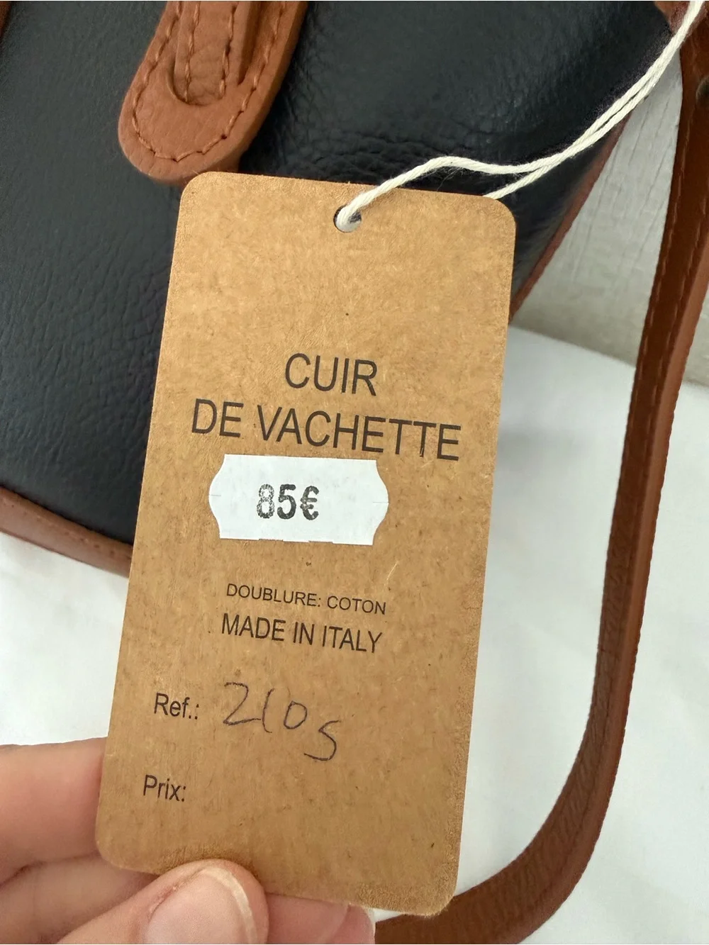 NWT Kevim Paris Black & Tan Leather Tote Bag with Gold Lock.